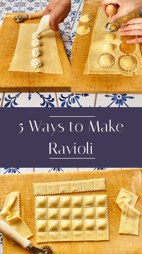 Making Ravioli Homemade Pasta, Homemade Ravioli Noodles, Diy Ravioli Easy, Easy Pasta Noodle Recipes, Homemade Pasta Ravioli, Making Ravioli By Hand, Home Made Ravioli Filling, Extruded Pasta Dough Recipe, Ravioli Dough Recipe Kitchenaid