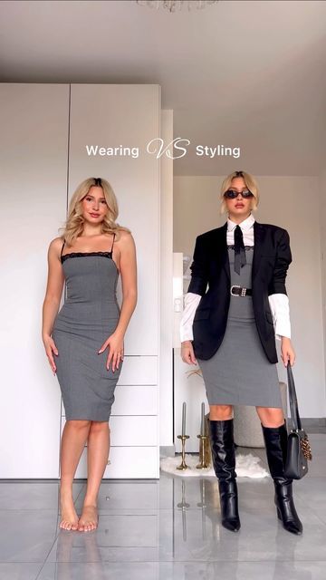 Sarah Zerafa on Instagram: "Wearing VS Stying 🤯 work/office outfits 👩🏼‍💻✨ (save this for inspo) 🖤 WHICH IS YOUR FAVOURITE LOOK? 🤔 Option 1-2 or 3? 💭 The last outfit turned out so cutee 👏🏻👏🏻👏🏻👏🏻 Hope this video will help you style your work/office looks 🥰 Tag a bestie who would love this video 👇🏻👭 #ootd #ootdfashion #ootdinspiration #ootdshare #ootdstyle #ootdfash #outfitoftheday #outfits #stylediary #reelsinstagram #ootdpost #outfitstyle #outfitideas #reels #styleinspiration #styleblogger #styleinspo #editorial #explorepage #explore #amazing #wow" Wearing Vs Styling, Wearing Vs Styling Outfits, Video Ootd, Going Out Plus Size, Work Office Outfits, Styling Outfits, Outfit Check, Clothing Hacks, Queen Bee