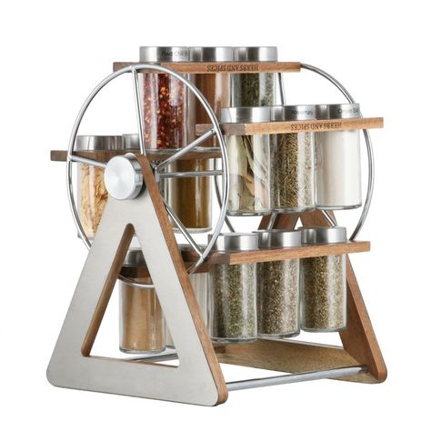 You'll love the Rotate Acacia Wood Carousel 15 Spice Jar & Rack Set at Wayfair - Great Deals on all Storage & Organization products with Free Shipping on most stuff, even the big stuff. Wood Carousel, Test Tube Spice Rack, Rotating Spice Rack, Spice Organizers, Kitchen Accessories Storage, Kitchen Spice Racks, Salt Pig, Spice Set, Rev A Shelf