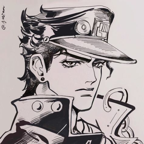 Jotaro Kujo Jojos Bizarre Adventure Jotaro, 얼굴 드로잉, Jojo's Adventure, Jojo's Bizarre Adventure Anime, Jotaro Kujo, Jojo Anime, Jojo Bizzare Adventure, Art Sketch, Jojo Bizarre