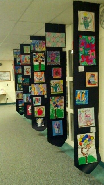 Student Work Display Ideas, Elementary Art Ideas, Student Work Display, Art Ideas For Kids, معرض فني, Art Classroom Decor, Elementary Learning, School Displays, Kids Classroom