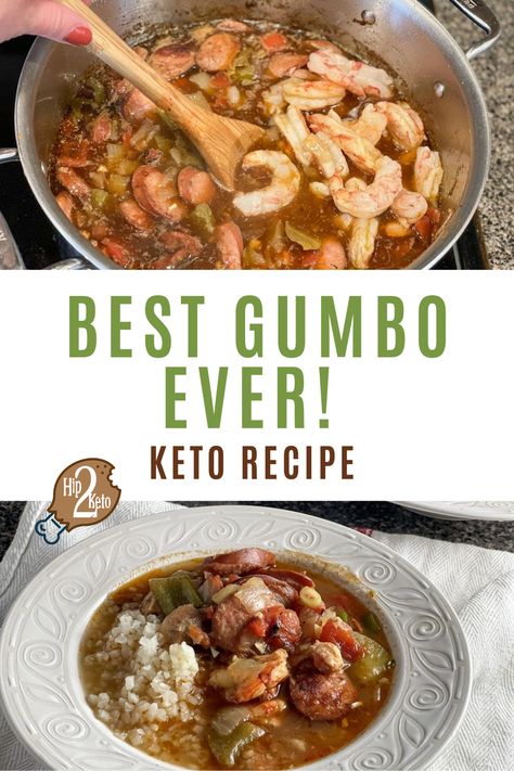 This Southern style dish is so delicious! Here is a keto version of gumbo made with chicken, sausage, shrimp and packed with flavor. Check out our keto gumbo recipe! Low Carb Gumbo Recipe, Healthy Gumbo Recipe Low Carb, Keto Gumbo Recipes, Keto Gumbo Low Carb, Healthy Gumbo Recipe, Low Carb Gumbo, Game Day Snacks Football, Gumbo Roux Recipe, Keto Gumbo