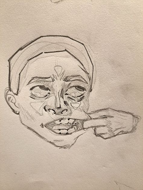 Mouth Pulling Reference Drawing, Screaming Mouth Sketch, Skin Picking Drawing, Gangsta Art Drawing, Hand Pulling Mouth Reference, Tounge Sketch, Hands Pulling Face Drawing, Mouth Pulling Reference, Hand Covering Mouth Drawing Reference