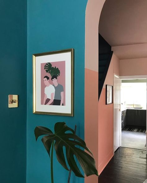 Paolo D’Agostino Bowe on Instagram: "“When 2 become 1” Finally done with the repainting after we knocked down the wall in between dining and living.. expect MANY pictures... 😊🙈 _______________________________________________________ _______________________________________________________ #homedetails #interiors123 #instahome #ihavethisthingwithcolor #brightboldhome #spotlightonmyhome #interiors #apartmenttherapy #myhomevibe #myhomestyle #interiorismo #styleithappy #cornerofmyhome #interiør #ho Colour Block Painting, Colour Block Wall, Colour Blocking Interior, Design Living Room Ideas, Wall Interior, Block Painting, Block Colour, Colour Blocking, Home Design Living Room