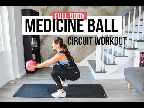 10 or 20-Minute Med Ball Full-Body Circuit Workout | Pumps & Iron Medicine Ball Abs, Workout Standing, Full Body Circuit Workout, Hiit Circuit, Ball Workouts, Medicine Ball Workout, Full Body Circuit, Ball Workout, Training Workouts