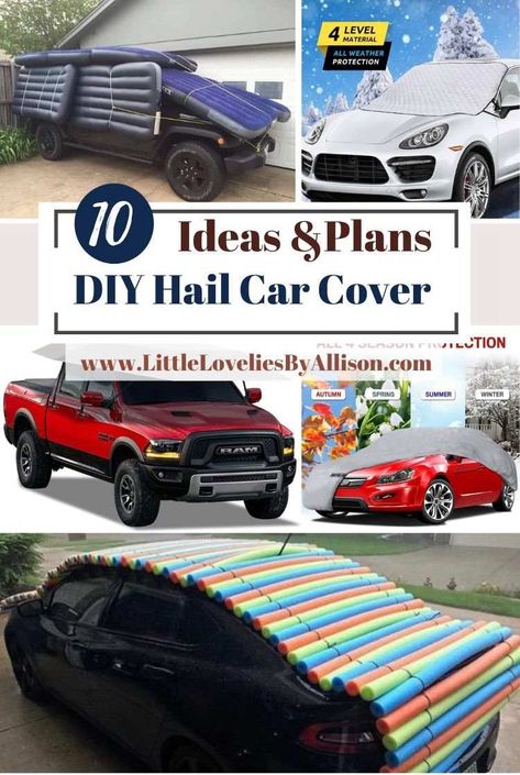 10 DIY Hail Car Cover Ideas To Protect Your Car From Damage Car Covers Exterior, Pool Noodle Car Protector, Car Cover Outdoor, Car Cover, Car Privacy Curtains Diy, Hail Protection Cars, Car Protection Sachet, Diy Hail Proof Car Cover, Keep Tire Cover