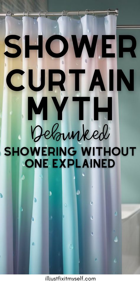 Shower curtain hanging in a bathroom, illustrating a standard setup. Shower Curtain Hacks, Curtain Hacks, Vintage Glam Bathroom, Shower Curtain Ideas, Living Room Rug Placement, Outside Flooring, Diy Shower Curtain, Rug Placement, Bathroom Upgrade