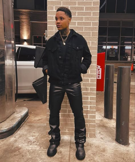 Birthday Outfits Black Male, Black Man Concert Outfit, Men Black Leather Pants Outfit, Concert Outfit For Men Casual, Men Leather Outfit Aesthetic, Club Fits For Men, Black Male Club Outfits, Men Birthday Dinner Outfit, Men’s All Black Outfit Ideas