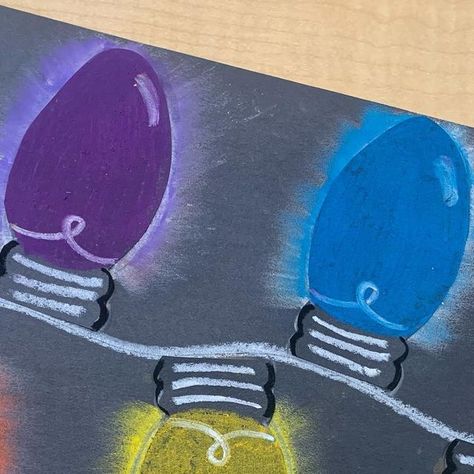 Mme Marissa on Instagram: "These glowing lights use chalk and oil pastels to create a stunning look! Full instructions and materials list on my blog. You can find this one by clicking the Christmas art button on the home page. #Frenchteachers #frenchimmersion #3eannée #troisièmeannée #grade3 #4eannée #quatrièmeannée #grade4 #primaire #primary #canadianteacher #bcteachers #artforkids #kidsartproject #holidayart #christmasartproject" Oil Pastel Art Christmas, Christmas Oil Pastel, Christmas Pastels Art, Pastel Christmas Art For Kids, Oil Pastel Christmas Candle, Oil Pastel Art, Chalk Pastels, Holiday Lights, Pastel Art