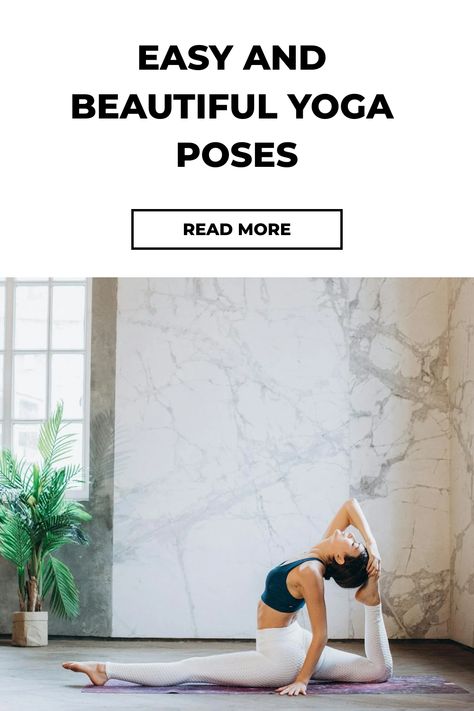 Woman performing an advanced yoga pose on a mat in a bright room with text promoting easy and beautiful yoga poses. Yoga Goals Inspiration, Beautiful Yoga Poses Photography, Yoga Aesthetic Inspiration, Poses To Try, Yoga Poses Photography, Beautiful Yoga Poses, Yoga Journey, Yoga Aesthetic, Mountain Pose