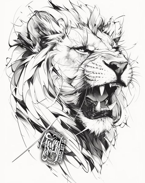 Want a tattoo but can't find a design? Order your custom tattoo design here 👉@hardstudio_ . . . ⚠️⚠️If our publication violates your… | Instagram Tattoo Ideas Lion, Lion Outline, Lions Tattoo, Tattoos Sketches, Lion Art Tattoo, Tiger Tattoo Sleeve, Lion Sketch, Lion Tattoos, Mens Lion Tattoo