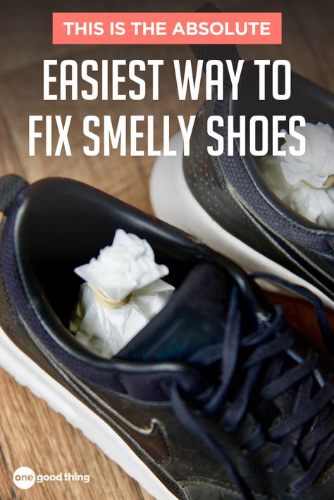 Don't just cover up the smell of stinky shoes—eliminate it at the source! These clever shoe odor hacks REALLY work! Get Smell Out Of Shoes, How To Make Shoes Not Stink, Stinky Cleats Remedy, How To Clean Stinky Shoes, Stinky Shoes Remedy Diy, Smelly Shoes How To Get Rid Of, How To Make Your Shoes Not Stink, How To Get Smell Out Of Shoes, Remove Smell From Shoes