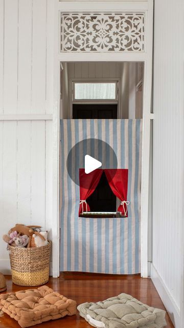 Geneva Vanderzeil on Instagram: "JUST MADE: The easiest doorway puppet theatre! It’s been raining so much here recently so I’ve been looking for ways to keep the kids amused inside, and decided it was time to try making a doorway puppet theatre! To do this I used a drop cloth and a tension rod (along with some paint) from @Bunnings. It was seriously so easy and I love it! The girls are having sooo much fun with it too! #diy #homedecor #kidsdiy #kidshack" Puppet Theatre Diy, Theatre Puppets, Doorway Puppet Theater, Diy Puppets, Theatre Diy, Theatre Curtains, Puppets Diy, Puppet Theatre, Puppet Theater