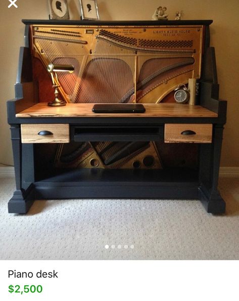 Piano Crafts, Piano Desk, Old Piano, Piano Decor, Piano Parts, Piano Art, Old Pianos, Upcycled Furniture Diy, Furniture Renovation