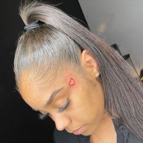 Face Tattoo Ideas, Small Face Tattoos, Face Tats, Face Tattoos For Women, Red Heart Tattoos, Black Girls With Tattoos, Tattoos For Black Skin, Red Ink Tattoos, Pretty Tattoos For Women