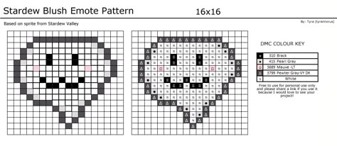 Cross stitch pattern based on the blush emote sprite from Stardew Valley Stardew Valley Emotes, Stardew Alpha Pattern, Stardew Valley Pixel Art Grid, Stardew Valley Pixel Art, Perler Pattern, Pixel Grid, Bored Art, Hamma Beads Ideas, Pixel Beads