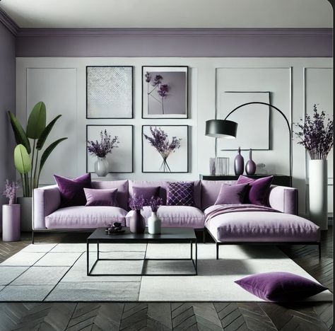 Purple Sofa Living Room Ideas, Lavender Living Room Decor, Purple Sofa Living Room, Lavender Living Room, Sofa Living Room Ideas, Purple Living Room, Purple Sofa, Gray Living Room, Apartment Life