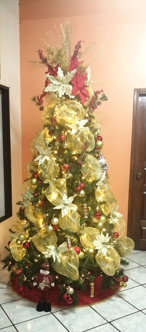 Red and golden Christmas Tree, Holiday Decor, Christmas, Red, Home Decor, Home Décor