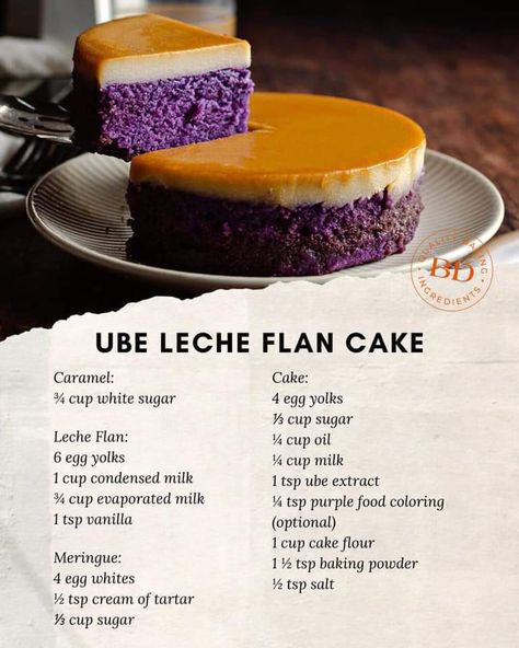 Ube Pastry, Ube Cake Recipes, Ube Tres Leches Cake Recipe, Filipino Bakery, Ube Flan Cake, Ube Tres Leches, Ube Flan, Ube Desserts Recipes, Filipino Dessert