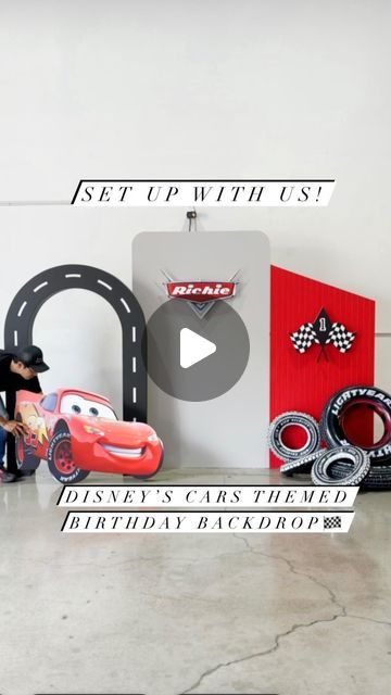 BALLOONS & RENTALS | Event Designer on Instagram: "Set up this fun Disney Cars themed 1st birthday party backdrop with us!   Need event rentals, balloons, or a beautiful backdrop? Dm us today to inquire!   Love our backdrops and props? Purchase most items via our build page @thesimpleluxebuilds   DM us today to inquire, create, and reserve your event designs today ✉️✨ . . . . . . #disneycars #disneytheme #disneyparty #disneyland #disneymovie #disneyprincess #kidspartyideas #kidsbirthday #firstbirthdayparty #1stbirthdayparty #birthdayballoons #birthdaypartydecor #boybirthdayparty #boypartythemes #eventplanner #partyplanner #balloonbackdrop #balloongarland #losangeles #orangecounty #momsofoc #momlife #boymom #backdrop #partyideas #partyrentals #partyprops #bts #behindthescenes #custombackdro Disney Cars Theme Birthday Party, Cars Backdrop, 1st Birthday Party Backdrop, Disney Cars Birthday Theme, Disney Cars Theme, Themed 1st Birthday, Birthday Party Backdrop, Car Birthday Theme, Cars Theme Birthday Party