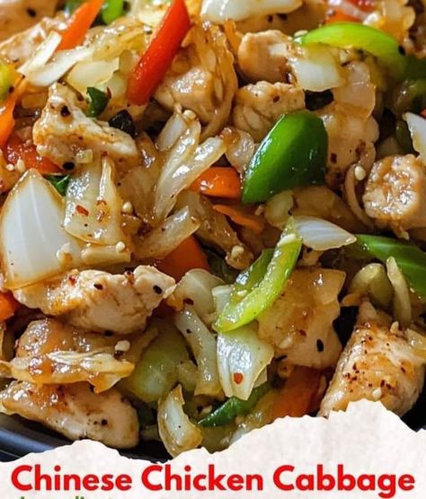 Chicken Cabbage Stir Fry, Chicken Cabbage, Recipes Chinese, Cabbage Stir Fry, Chicken And Cabbage, Chinese Cooking Recipes, Diet Recipes Easy, Easy Chinese Recipes, Chinese Chicken