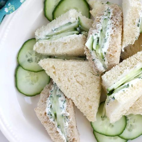 Simple Cucumber Sandwiches, Cucumber Sandwiches Vegan, Green Foods For Party, Cucumber Dill Finger Sandwiches, Open Face Cucumber Tea Sandwiches, Eating Well Cucumber Sandwich, Cucumber Sandwiches Recipes, Cucumber Snacks, Mint Party