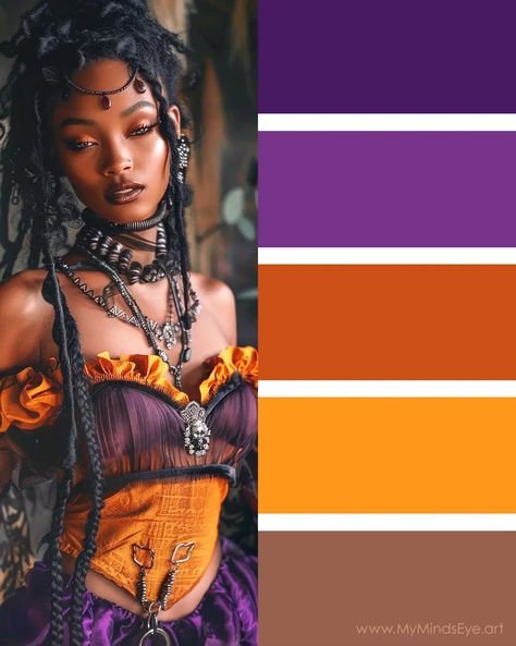 Fall in Love with Color: 9 Color Palettes for Autumn Crafts Color That Goes With Purple, Fall Colors With Purple, Orange Purple Brown Color Palette, Purple Fall Palette, Purple And Brown Colour Palette, Color Schemes For Outfits, Fall Purple Color Palette, Purple And Brown Palette, Purple And Orange Colour Palette