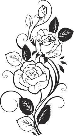 flowers tattoo Dragon Woman, Vine Drawing, Piece Tattoo, Rose Coloring Pages, Tattoo Dragon, Pencil Drawings Of Flowers, Black And White Roses, Rose Vines, Awesome Tattoos