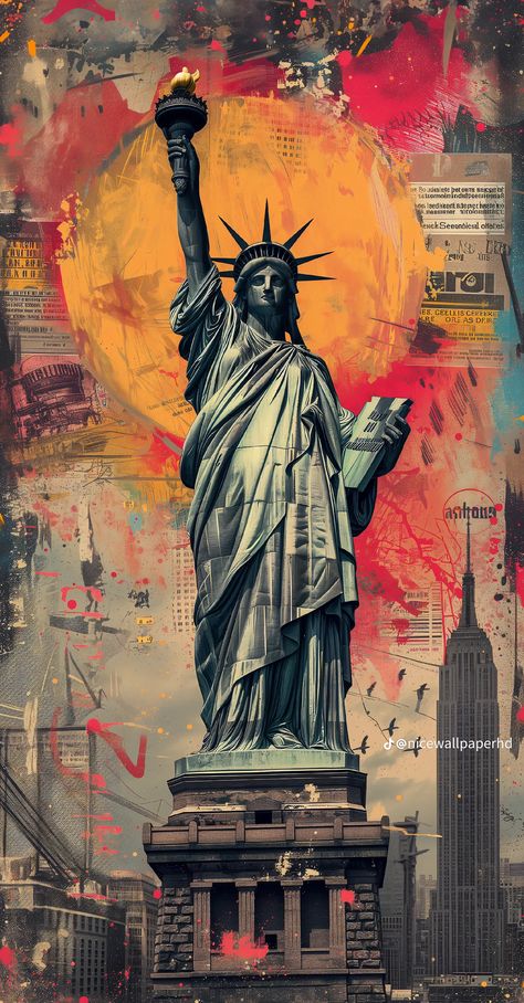 Statue Of Liberty, York City, New York City, Statue, New York, Paint, Orange