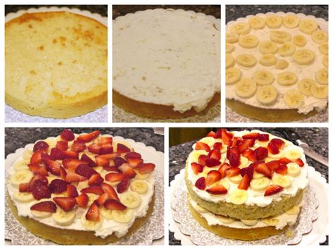 Vanilla Cake with Strawberry Banana Filling Strawberry Banana Cake Filling, Strawberry Banana Pudding Cake, Strawberry And Banana Cake, Banana Strawberry Cake, Banana Filling For Cake, Princess Cake Recipe, Strawberry Banana Cake, Strawberry Banana Cakes, Banana Filling