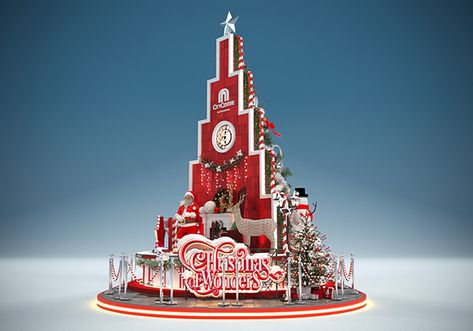 City Center Alexandria Christmas Tree 2020 on Behance White Christmas Theme, Christmas Setup, Mall Christmas, Projection Design, Christmas Booth, Christmas Stage, Exhibition Booth, Stage Set, Xmas Decor