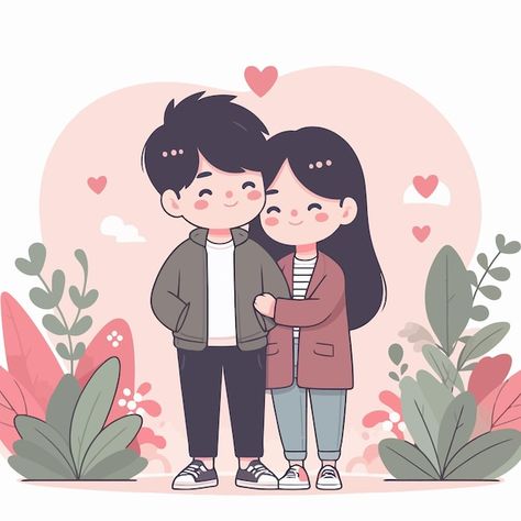 A flat design of cute couple feeling lov... | Premium Vector #Freepik #vector #couple #illustration #love #couples Couples Vector Art, Couple Illustration Cute Relationship Goals, Couple Graphic Design, Cute Couple Drawings Cartoon, Love Illustration Couple, Cartoon Couple Illustration, Couple Illustration Cute, Couple Vector Art, Cartoon Couple Photos