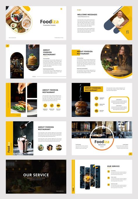 Food Presentation Template can be used for flyer, presentation, brosur, restoran menu etc. Edit Profile Ui Design, Profile Template, Presentation Slides Design, Presentation Design Layout, Slides Design, Powerpoint Design Templates, Powerpoint Presentation Design, Presentation Layout, Presentation Slides Templates