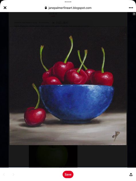 Cherries Painting, Bowl Of Cherries, Vegetable Painting, Cherry Bowl, Oil Pastel Paintings, Still Life Fruit, Food Painting, Oil Pastel Art, Fruit Painting