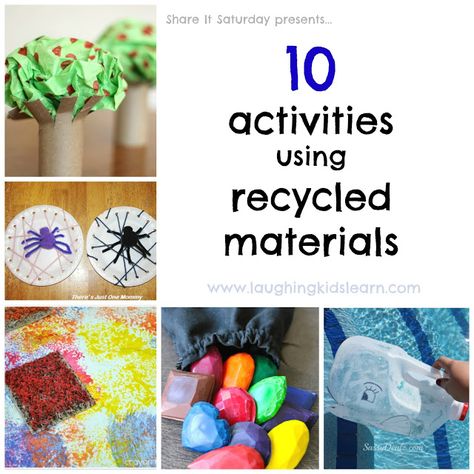 10 activities that use recycled materials! #parenting #kids Reduce Reuse Recycle Activities Projects, Recycling Activities, Recycled Crafts Kids, Crafts And Activities For Kids, Creative Curriculum, Kid Activities, Teach Kids, Toddler Fun, Fine Motor Activities