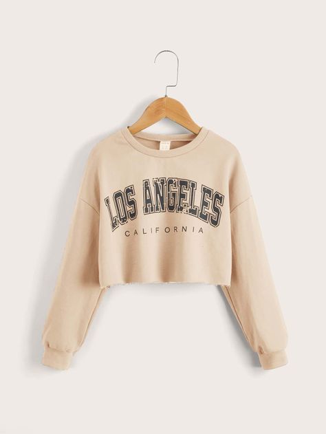 Crop Top Sweatshirt Outfit, Aesthetic Dressing, Shein Clothes, Girls Sweatshirts, Drop Shoulder Sweatshirt, Girls Jumpers, Girls Crop Tops, Crop Top Hoodie, Dropped Shoulder Sweatshirt