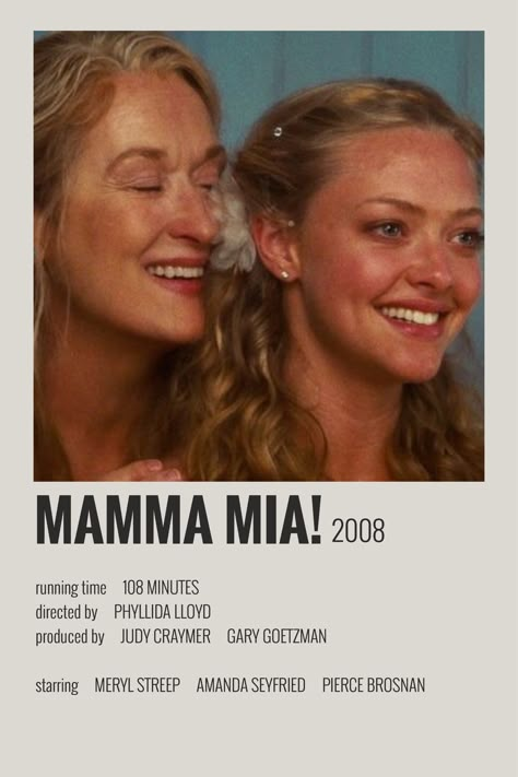 Mamma Mia Minimalist Poster, Romcom Posters, Mamma Mia Movie Poster, Mamma Mia Poster, Mamma Mia 2008, Minimalistic Polaroid Poster, Romcom Movies, Indie Movie Posters, Film Polaroid