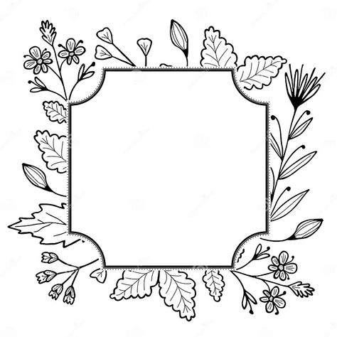 Vintage Flower Frame Isolated on White Background. Hand-drawn Vector Illustration Stock Vector - Illustration of greeting, drawing: 312210336 Fall Wreath Drawing, Wreath Drawing Simple, Greeting Drawing, Hare Illustration, Drawing Floral, Vintage Wreath, Wreath Drawing, Engraved Flower, Leaf Template