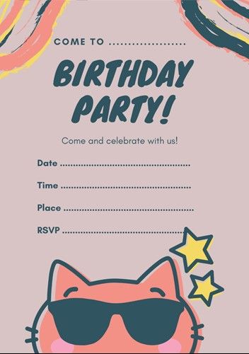 Cat Themed Party Invitations | FREE Printables | OHbaby! Cat Themed Party, Themed Party Invitations, Ticket Party Invitations, Cat Birthday Party Invitations, Cat Birthday Invitations, Cat Invitations, Cat Themed Parties, Birthday Party Invitations Free, Birthday Invitation Card Template