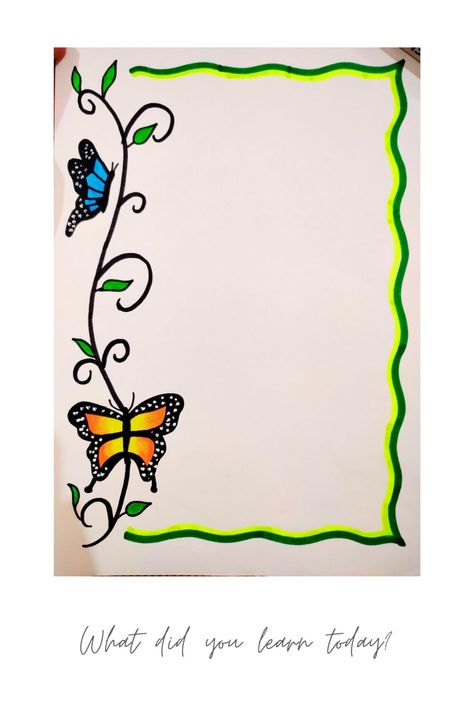 Follow for regular updates........ Like Share Follow Comment...... #ProjectFilePage #HeadingPage #School #Colorful #Decoration #Butterfly #ButterflyDesign #Attractive #Creative #Leafy #Style #DottedColors #DoubleShaded #Assignment Butterfly Front Page Design, Attractive Border Designs For Project, Butterfly Border Designs For Projects, Butterfly Border Design, Boarders Designs For Projects, Border Decoration, Book Art Projects, Pencil Drawing Images, Diy Stationary