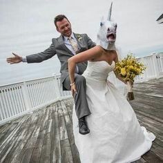 Funny Wedding Things, Ugly Wedding Dress Funny, Strange Wedding, Anti Wedding, Punk Rock Wedding, Grey Wedding Ideas, Tacky Wedding, Business Shoot, They Were Roommates