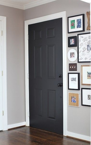 Behr Black Suede painted door (7th House on the Left) Suede Paint, Martha Stewart Home, Black Interior Doors, Door Colors, Black Door, Front Door Colors, Sanya, Black Doors, Door Color