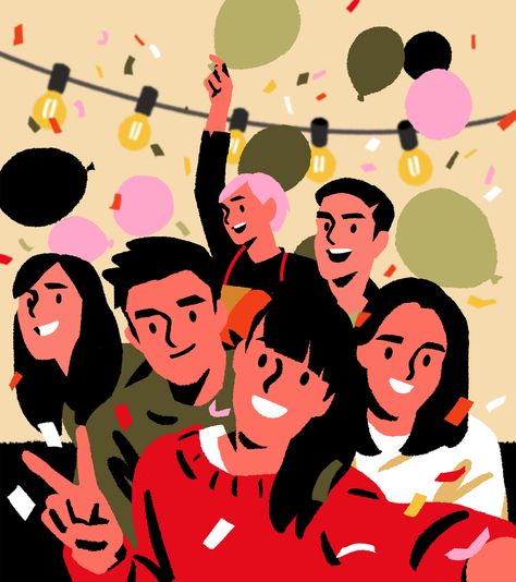 Party Illustration Design, Party Illustration Art, Birthday Illustration Design, Group Illustration, 가족 일러스트, Party Illustration, Illustration Series, Vector Character Design, Birthday Illustration