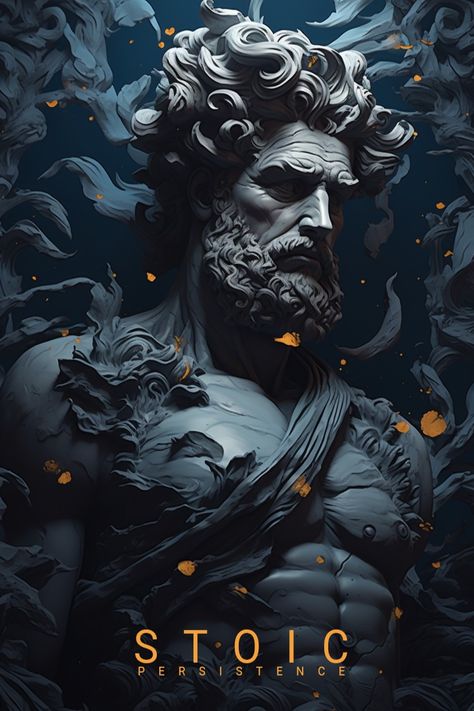 Blue and Yellow Stoicism Wallpaper Spanish Motivation, Stoicism Wallpaper, Ancient Rome Aesthetic, Zeus Statue, Beautiful Phrases, Simplistic Wallpaper, Anime Lock Screen Wallpapers, Creative Infographic, Iphone Lockscreen Wallpaper