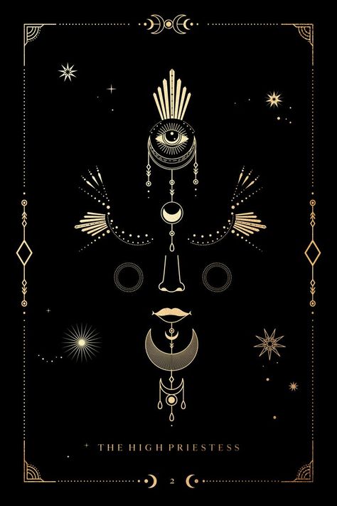 The High Priestess Tarot Card Art, Tarot High Priestess Art, Cottage Dark, Highest Priestess Tarot, The High Priestess Tarot Card, Priestess Tarot Card, Sun And Moon Print, Moon Vibes, Gothic Living Room