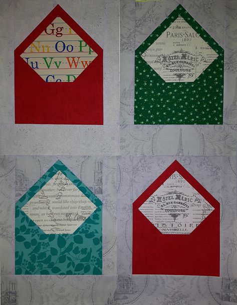 Envelope Quilt Block Pattern, Envelope Quilt, Quilting Shapes, Hanky Quilt, Quilted Crafts, Economy Block, Mini Patchwork, Heart Quilt Pattern, Foundation Paper Piecing Patterns