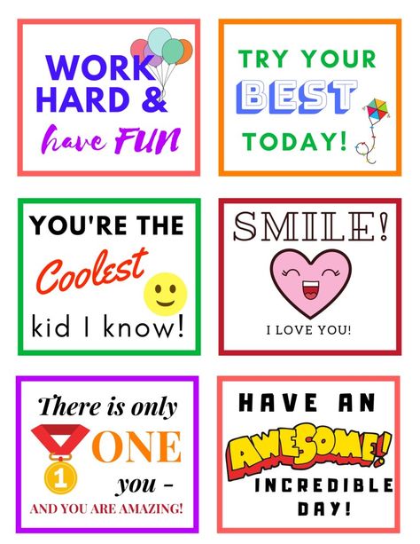 Lunch Box Messages, Lunch Note Ideas, Lunch Quotes, Lunchbox Printables, Lunch Box Cards, School Lunch Notes, Printable Lunchbox Notes, Notes For Kids Lunches, Lunchbox Cards