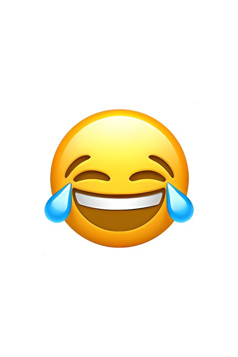 The 😂 Face With Tears of Joy emoji depicts a yellow face with closed eyes, a wide open mouth, and tears streaming down its cheeks. The mouth is curved upwards in a big grin, and the eyebrows are raised in a laughing expression. The tears are represented by two blue droplets on either side of the face. Overall, the emoji conveys a sense of uncontrollable laughter and joy. Emoji Laughing Face, Laugh Emoji Face, Cool Emoji Faces, Iphone Laughing Emoji, Funny Emoji Faces Laughing, Ios Emoji Faces, I Phone Emojis, Laughter Emoji, Laughing Emoji Face