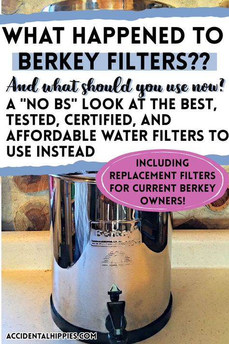 What really happened with Berkey Filters? And what should you do if you need replacement filters for your Berkey? Whether you're new to countertop gravity water filters or need and alternative for your existing Berkey unit, here's our researched, documented, no-BS approach to what is happening with Berkey and a look at viable water filter alternatives. Best Water Filter System, Berkey Water Filter Stand Ideas, Water Filter In Kitchen Cabinet, Under Sink Water Filter, Countertop Water Filter, Berkey Water Filter, Survival Essentials, Best Water Filter, Sarah Connor