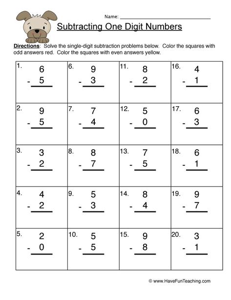 Single Digit Subtraction, Basic Subtraction, Touch Math, Teaching Addition, Math Subtraction, Subtraction Practice, Addition And Subtraction Worksheets, Have Fun Teaching, Subtraction Worksheets